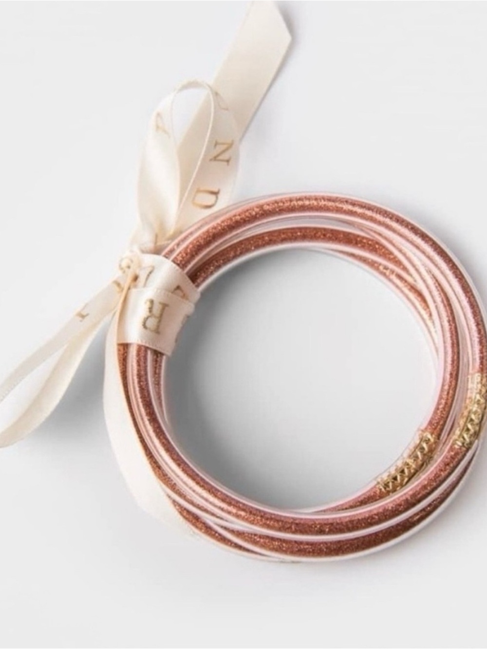Plunder Design Rose Gold Tone Flexible Bracelet Set